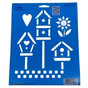 Vintage Plaid Simply Stencils Birdhouse Row 28428 Sunflower Farmhouse Cottage